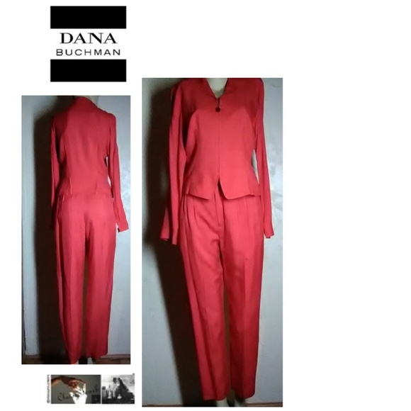Dana Buchman Pants - Dana Buchman Red 100% Silk Casual Pant Suit Size 6